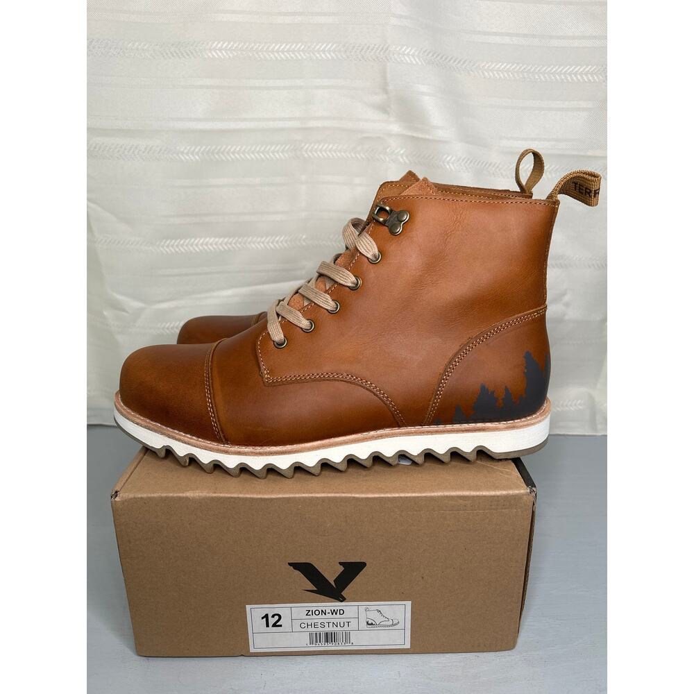 Territory Zion Men's Hiking Boot Chestnut Leather Water Resistant Size 12 NEW